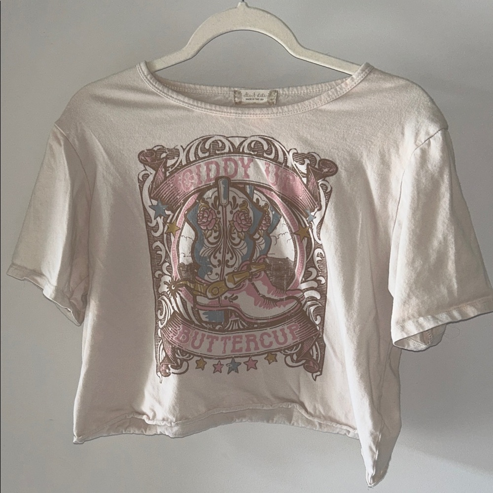 Altar'd State Pink Graphic Crop Top